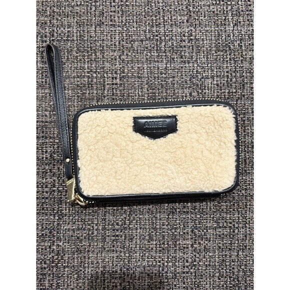 AIMEE KESTENBERG Shearling Black Zip Around Wristlet - Picture 1 of 8